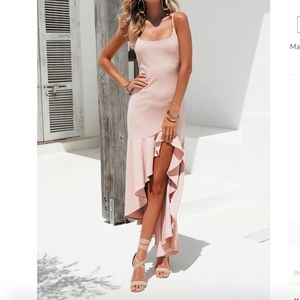 Blush Maxi Dress with Ruffles